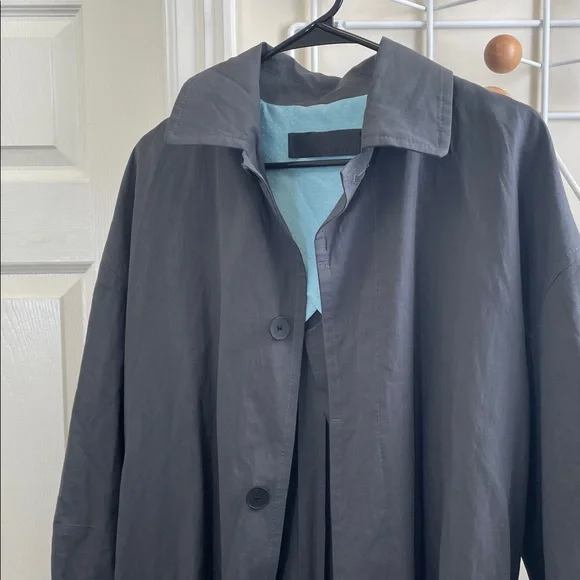 Haider Ackermann Silk Linen Blend  Trench Coat Charcoal Grey - XL - Picture 2 of 10